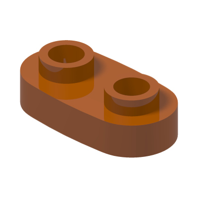 PLATE 1X2, ROUNDED, NO. 1 · Dark Orange (réf. BrickLink Dark Orange)