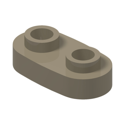 PLATE 1X2, ROUNDED, NO. 1 · Sand Yellow (réf. BrickLink Dark Tan)