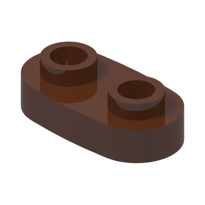 PLATE 1X2, ROUNDED, NO. 1 · Reddish Brown (réf. BrickLink Reddish Brown)