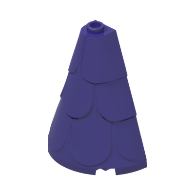 Tower Roof 2 x 4 x 4 Half Cone Shaped with Roof Tiles · LEGO 6249412 (réf. BrickLink 35563) · Medium Lilac (réf. BrickLink Dark Purple)