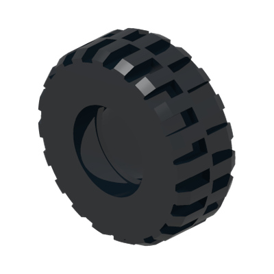 TYRE, OFF-ROAD, WIDE, DIA. 37X14, NO. 1 · LEGO 6518604 (réf. BrickLink 35578) · Black (réf. BrickLink Black)