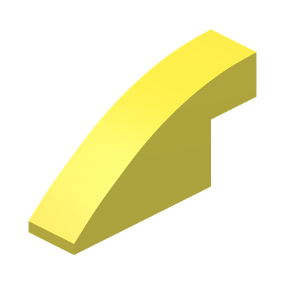 BRICK 1X4X1 2/3, OUTSIDE HALF BOW · LEGO 6508114 (réf. BrickLink 3573) · Cool Yellow (réf. BrickLink Bright Light Yellow)
