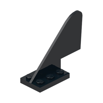 Tail with Rounded Top with Aquazone Aquashark Blue Shark with Red 'X' Pattern on Both Sides · Réf. BrickLink 3587pb02 · Couleur BrickLink : Black