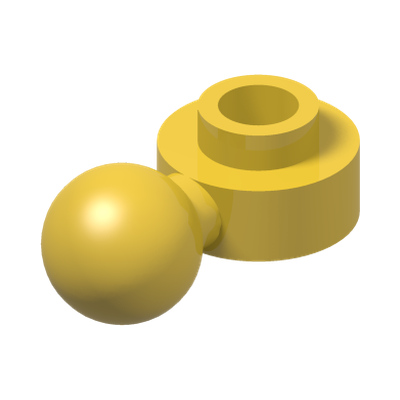 Plate Round 1 x 1 with Towball and Round Hole [Maxifig Hand] · Réf. BrickLink 3614a · Couleur BrickLink : Yellow