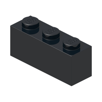 BRICK 1X3 · Black (réf. BrickLink Black)