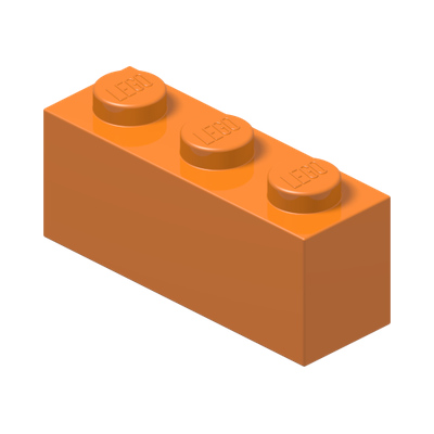 BRICK 1X3 · Bright Orange (réf. BrickLink Orange)
