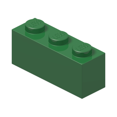 BRICK 1X3 · Dark Green (réf. BrickLink Green)