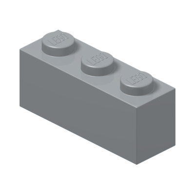 BRICK 1X3 · Medium Stone Grey (réf. BrickLink Light Bluish Gray)
