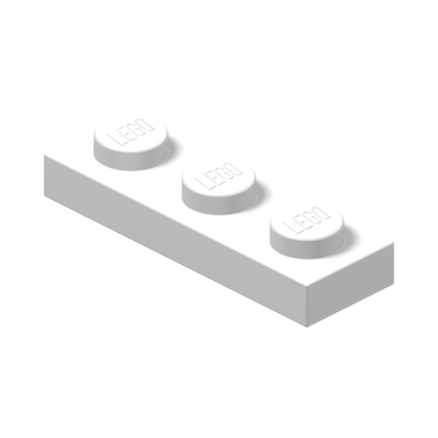 PLATE 1X3 · LEGO 362301 (réf. BrickLink 3623) · White (réf. BrickLink White)