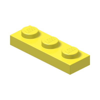 PLATE 1X3 · Cool Yellow (réf. BrickLink Bright Light Yellow)