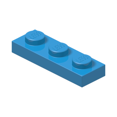 PLATE 1X3 · Dark Azur (réf. BrickLink Dark Azure)