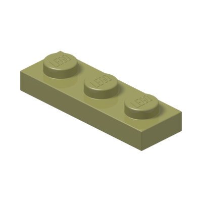 PLATE 1X3 · Olive Green (réf. BrickLink Olive Green)