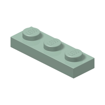 PLATE 1X3 · Sand Green (réf. BrickLink Sand Green)