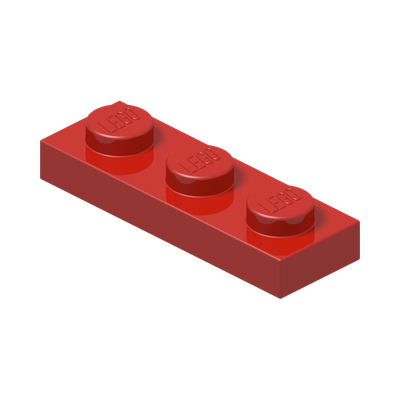 PLATE 1X3 · Bright Red (réf. BrickLink Red)