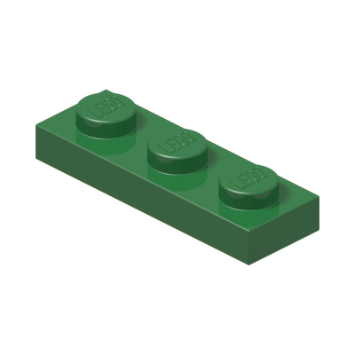 PLATE 1X3 · Dark Green (réf. BrickLink Green)