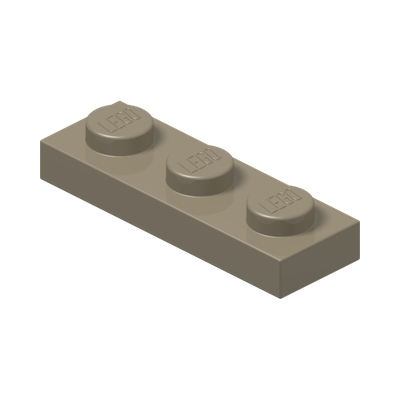 PLATE 1X3 · Sand Yellow (réf. BrickLink Dark Tan)
