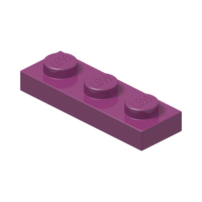 PLATE 1X3 · Bright Reddish Violet (réf. BrickLink Magenta)