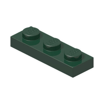 PLATE 1X3 · Earth Green (réf. BrickLink Dark Green)