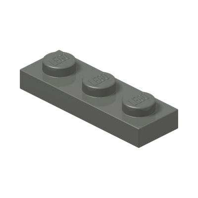 PLATE 1X3 · Dark Stone Grey (réf. BrickLink Dark Bluish Gray)