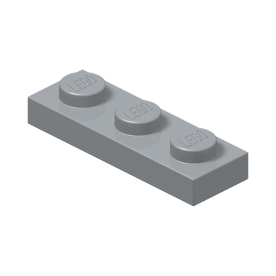 PLATE 1X3 · Medium Stone Grey (réf. BrickLink Light Bluish Gray)