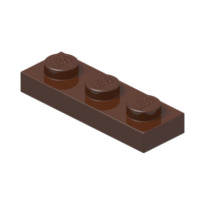 PLATE 1X3 · Reddish Brown (réf. BrickLink Reddish Brown)