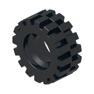 Tire 15mm D. x 6mm Offset Tread Small · LEGO 364126 (réf. BrickLink 3641) · Couleur BrickLink : Black