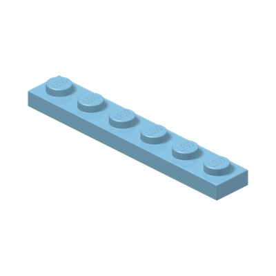 PLATE 1X6 · Light Royal Blue (réf. BrickLink Bright Light Blue)