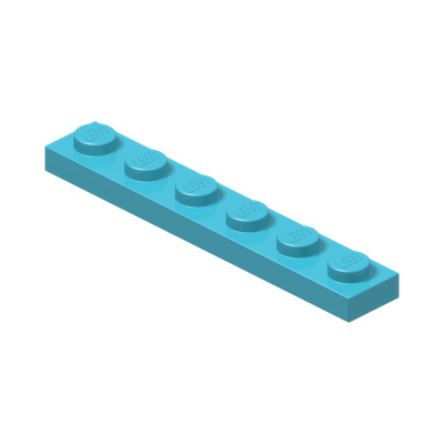 PLATE 1X6 · Medium Azur (réf. BrickLink Medium Azure)