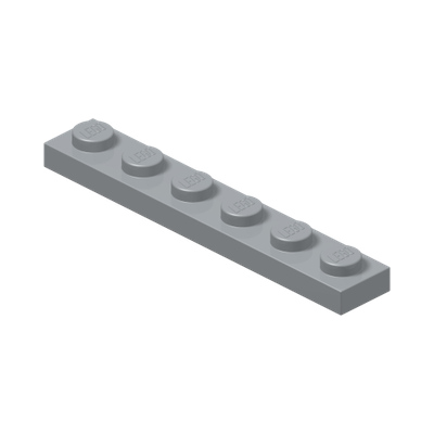 PLATE 1X6 · Medium Stone Grey (réf. BrickLink Light Bluish Gray)