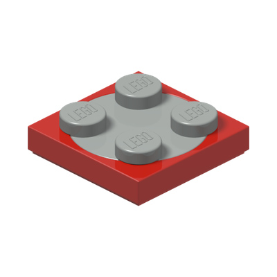 Turntable 2 x 2 Plate with Light Gray Top (3680 / 3679) · LEGO 9246 (réf. BrickLink 3680c01) · Couleur BrickLink : Red