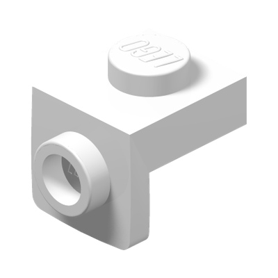 PLATE 1X1, W/ 1.5 PLATE 1X1, DOWNWARDS · LEGO 6296132 (réf. BrickLink 36841) · White (réf. BrickLink White)