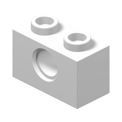 TECHNIC BRICK 1X2, Ø4.9 · LEGO 370001 (réf. BrickLink 3700) · White (réf. BrickLink White)
