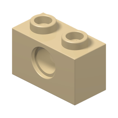 TECHNIC BRICK 1X2, Ø4.9 · Brick Yellow (réf. BrickLink Tan)