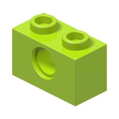 TECHNIC BRICK 1X2, Ø4.9 · Bright Yellowish Green (réf. BrickLink Lime)