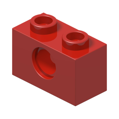 TECHNIC BRICK 1X2, Ø4.9 · Bright Red (réf. BrickLink Red)