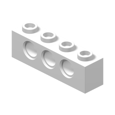 TECHNIC BRICK 1X4, Ø4,9 · LEGO 370101 (réf. BrickLink 3701) · White (réf. BrickLink White)