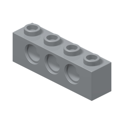 TECHNIC BRICK 1X4, Ø4,9 · Medium Stone Grey (réf. BrickLink Light Bluish Gray)