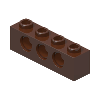 TECHNIC BRICK 1X4, Ø4,9 · Reddish Brown (réf. BrickLink Reddish Brown)
