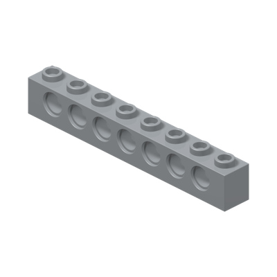 TECHNIC BRICK 1X8 · Medium Stone Grey (réf. BrickLink Light Bluish Gray)