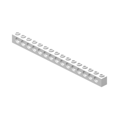 TECHNIC BRICK 1X16, Ø4,9 · LEGO 4508661 (réf. BrickLink 3703) · White (réf. BrickLink White)