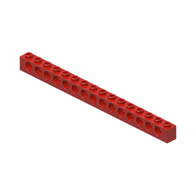 BRICK 1X16, Ø4,9 · Bright Red (réf. BrickLink Red)