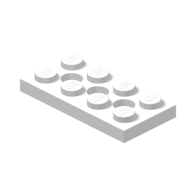 Technic, Plate 2 x 4 with 3 Holes · Réf. BrickLink 3709 · Couleur BrickLink : White