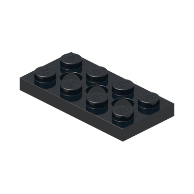 Technic, Plate 2 x 4 with 3 Holes · Couleur BrickLink : Black