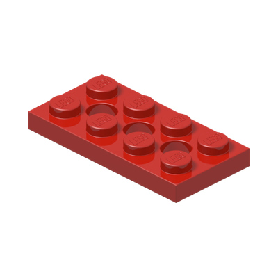 Technic, Plate 2 x 4 with 3 Holes · Couleur BrickLink : Red