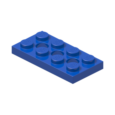 Technic, Plate 2 x 4 with 3 Holes · Bright Blue (réf. BrickLink Blue)