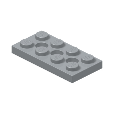 Technic, Plate 2 x 4 with 3 Holes · Couleur BrickLink : Light Bluish Gray