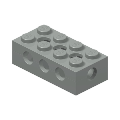 Technic, Brick 2 x 4 with Holes on All Sides - Solid Studs · Réf. BrickLink 3709c · Couleur BrickLink : Light Gray
