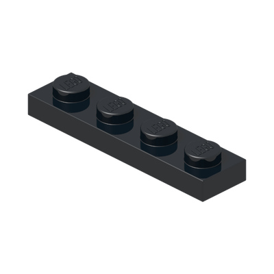 PLATE 1X4 · Black (réf. BrickLink Black)