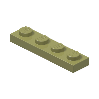 PLATE 1X4 · Olive Green (réf. BrickLink Olive Green)