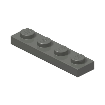 PLATE 1X4 · Dark Stone Grey (réf. BrickLink Dark Bluish Gray)